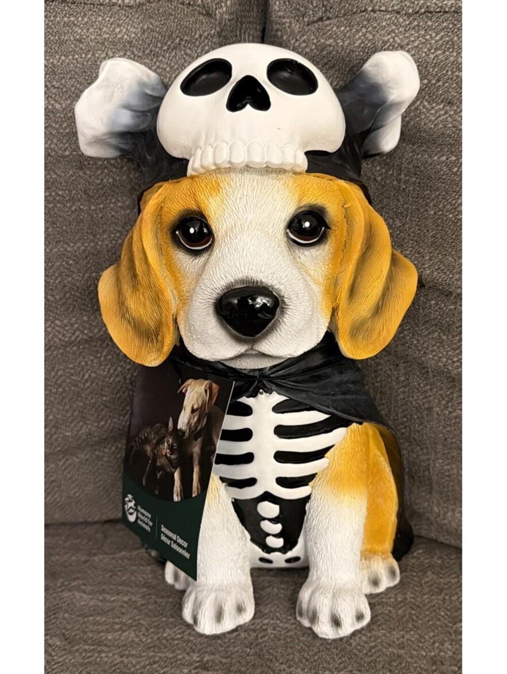 Humane Society Beagle Halloween Dog Statue Skeleton Hat Costume with Cape 12"